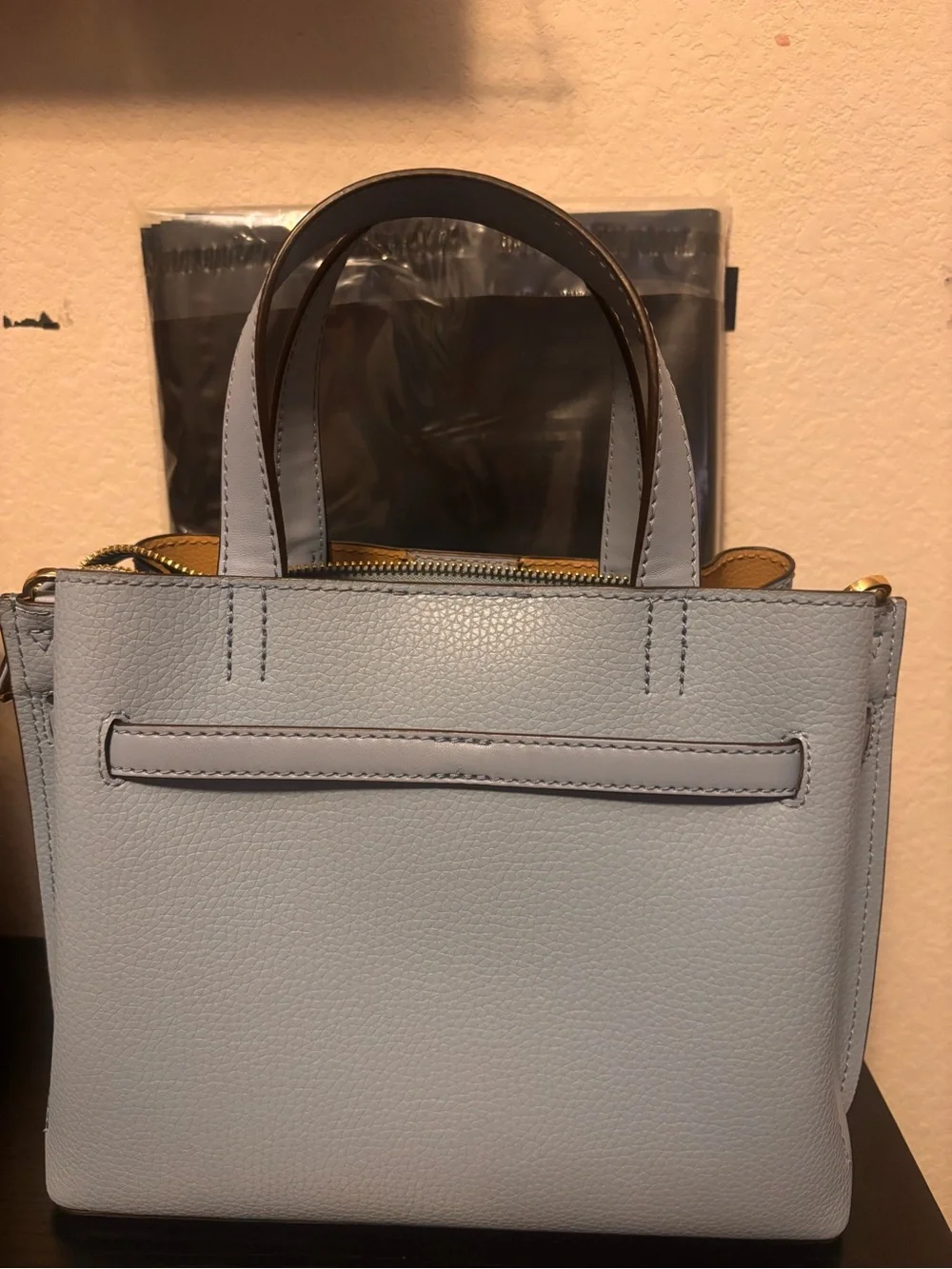 Michael Kors Pale Blue Leather Satchel with Gold Hardware